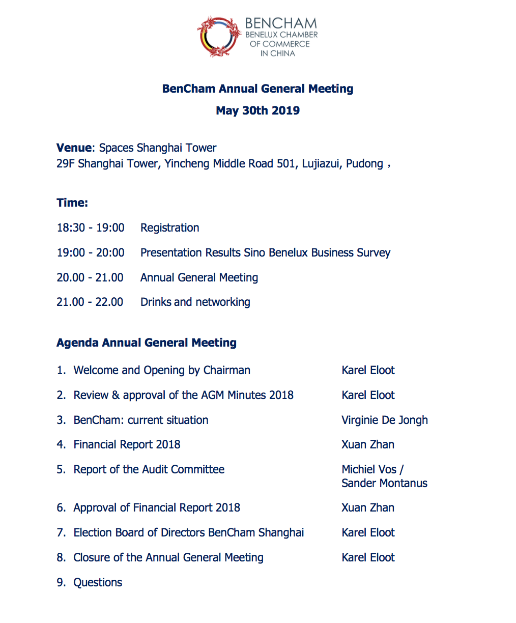 Agenda AGM